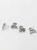 1 pair x Rhodium Plated Leaf Earring Studs with Loops, 16mm