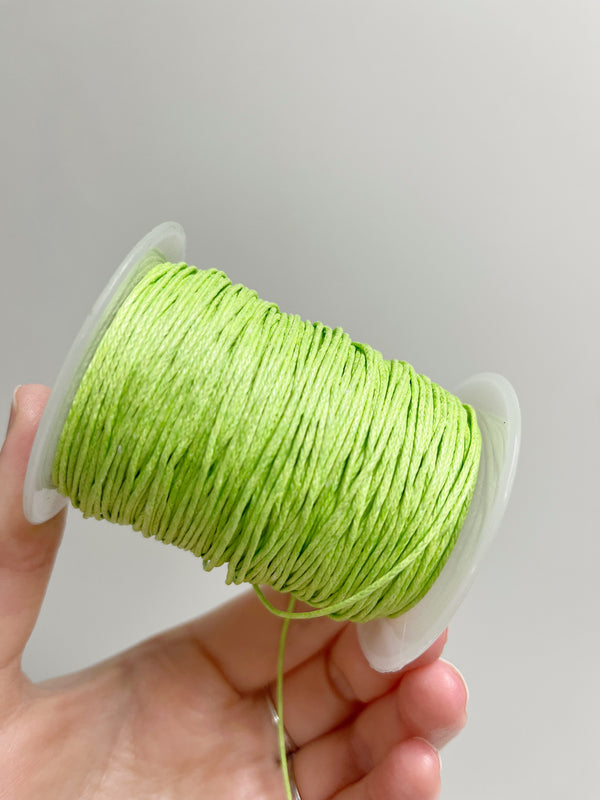 Lime Green Waxed Cotton Cord, 1mm Cotton Cord (R6)