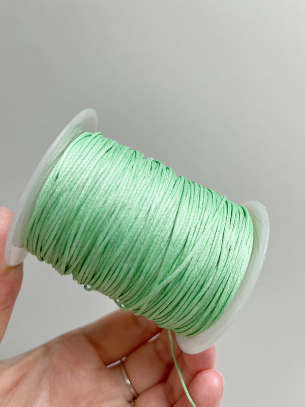 Mint Green Waxed Cotton Cord, 1mm Cotton Cord (R6)