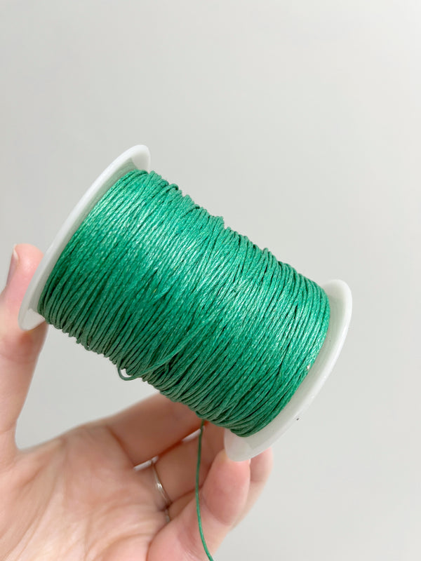 Emerald Green Waxed Cotton Cord, 1mm Cotton Cord (R6)