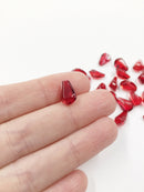 10 x Half-drilled Red Glass Pomegranate Seed Beads, 12x7mm (2385)