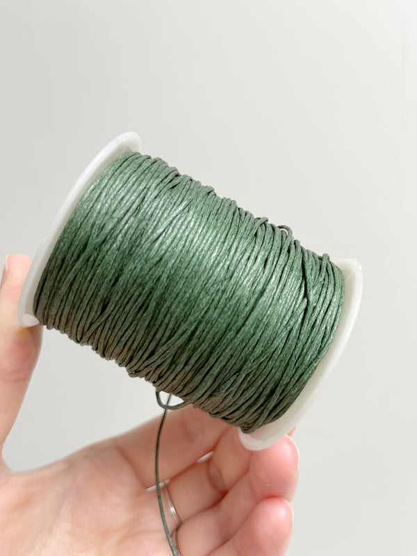 Basil Green Waxed Cotton Cord, 1mm Cotton Cord (R6)