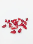 10 x Half-drilled Red Glass Pomegranate Seed Beads, 12x7mm (2385)