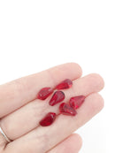 10 x Half-drilled Red Glass Pomegranate Seed Beads, 12x7mm (2385)