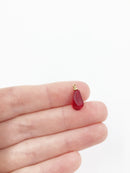 10 x Half-drilled Red Glass Pomegranate Seed Beads, 12x7mm (2385)