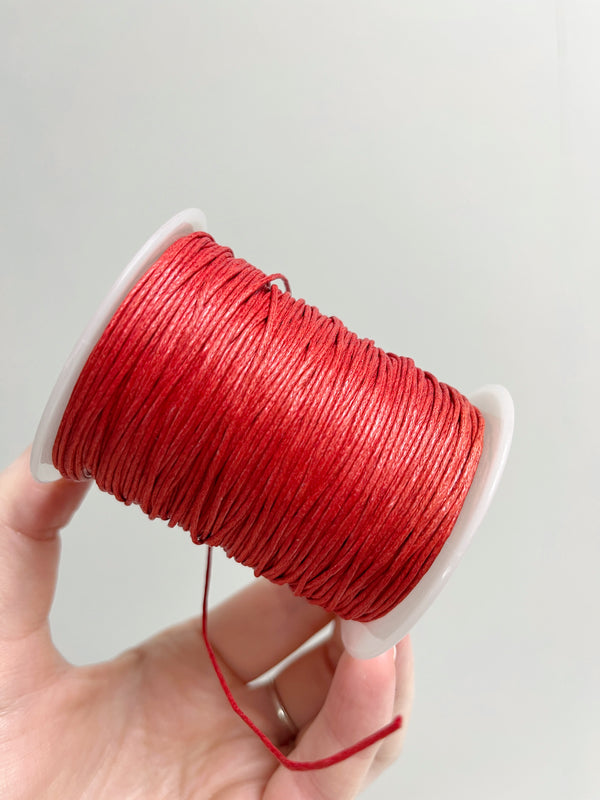 Red Waxed Cotton Cord, 1mm Cotton Cord (R6)