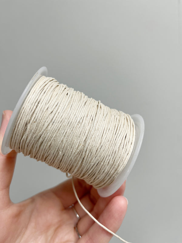 Beige Waxed Cotton Cord, 1mm Cotton Cord (R6)