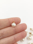 10 x Textured Ivory Pearl Drop Charms, 12x8mm