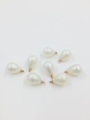 8 x Textured Ivory Teardrop Pearl Charms, 16x10mm