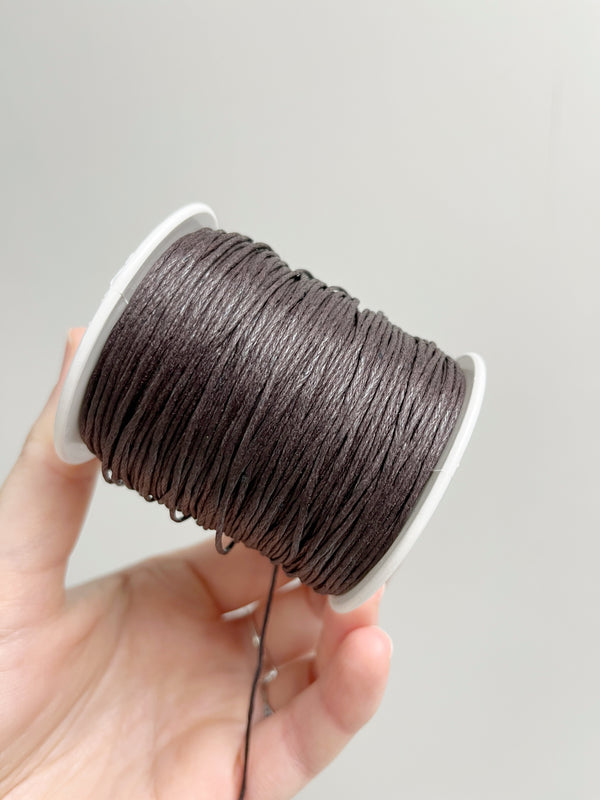 Chocolate Brown Waxed Cotton Cord, 1mm Cotton Cord (R6)
