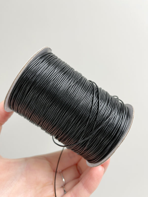 Black Waxed Polyester Cord, 1mm Silk Cord (R5)