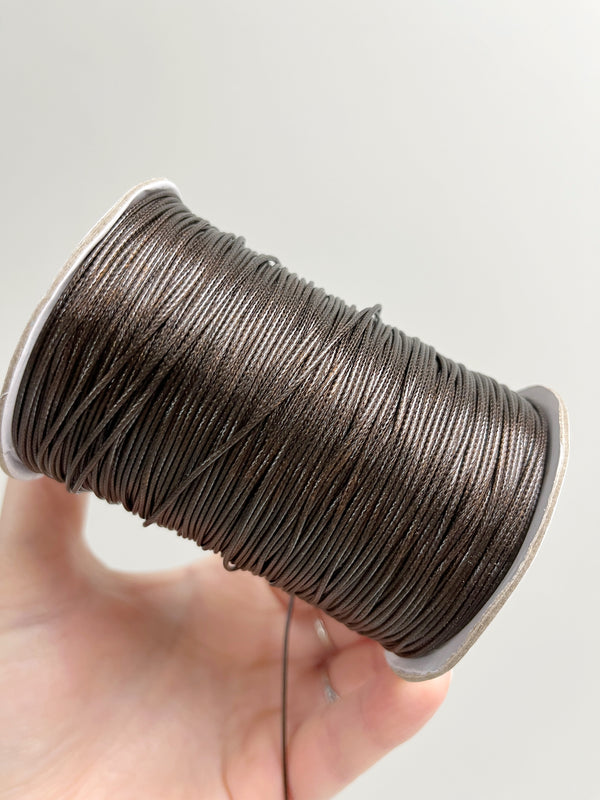 Dark Brown Waxed Polyester Cord, 1mm Silk Cord (R6)
