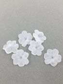 10 x Frosted White Flower Beads, Semi-transparent Lucite Flowers, 26x29mm