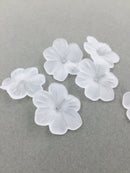10 x Frosted White Flower Beads, Semi-transparent Lucite Flowers, 26x29mm