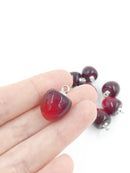 2 x Red Cherry Charms with Silver Loops, 15x20mm (2416)