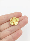 5 x Gold Brass Multipetal Flower Beads, 22mm