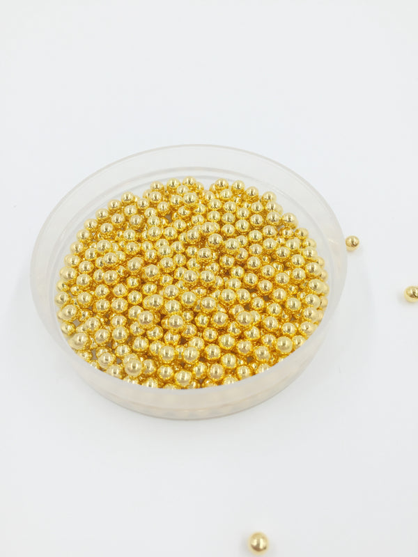 300 x Gold Acrylic Round Pearl Beads No Hole, 4mm (1749)