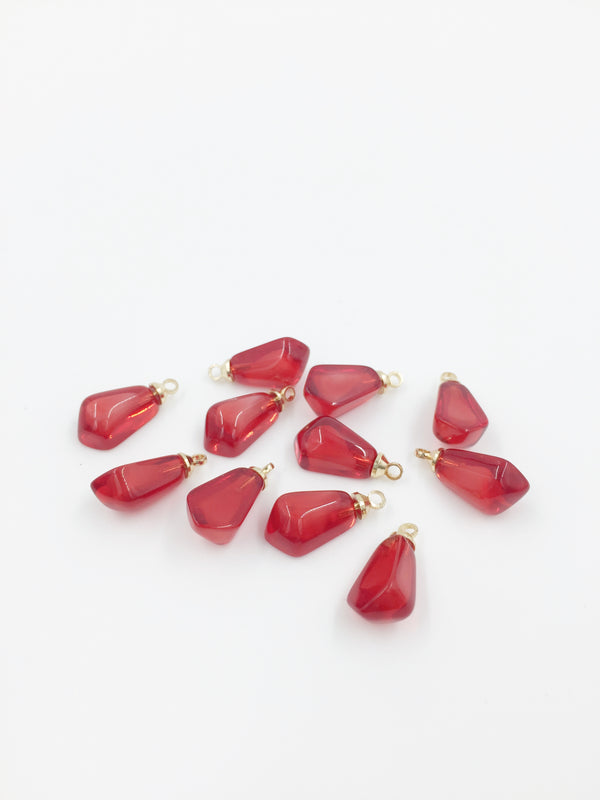 4 x Bright Red Resin Pomegranate Seed Charms, 16x8mm