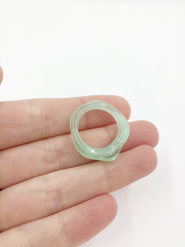 8 x Marbled Green Blush Resin Earring Pendants, Organic Round Shape, 27x25mm (2451)