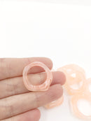 8 x Marbled Peach Blush Resin Earring Pendants, Organic Round Shape, 27x25mm (3158)