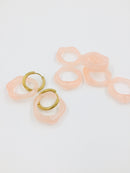 8 x Marbled Peach Blush Resin Earring Pendants, Organic Round Shape, 27x25mm (3158)