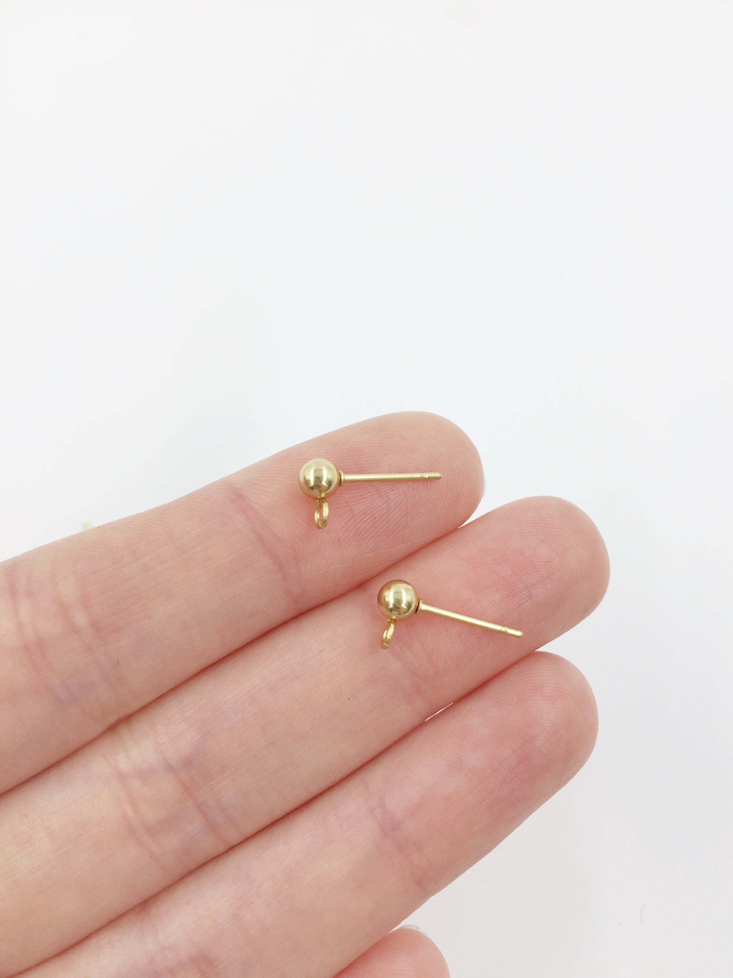 10 pairs x Gold Stainless Steel 4mm Ball Earring Studs (1279)