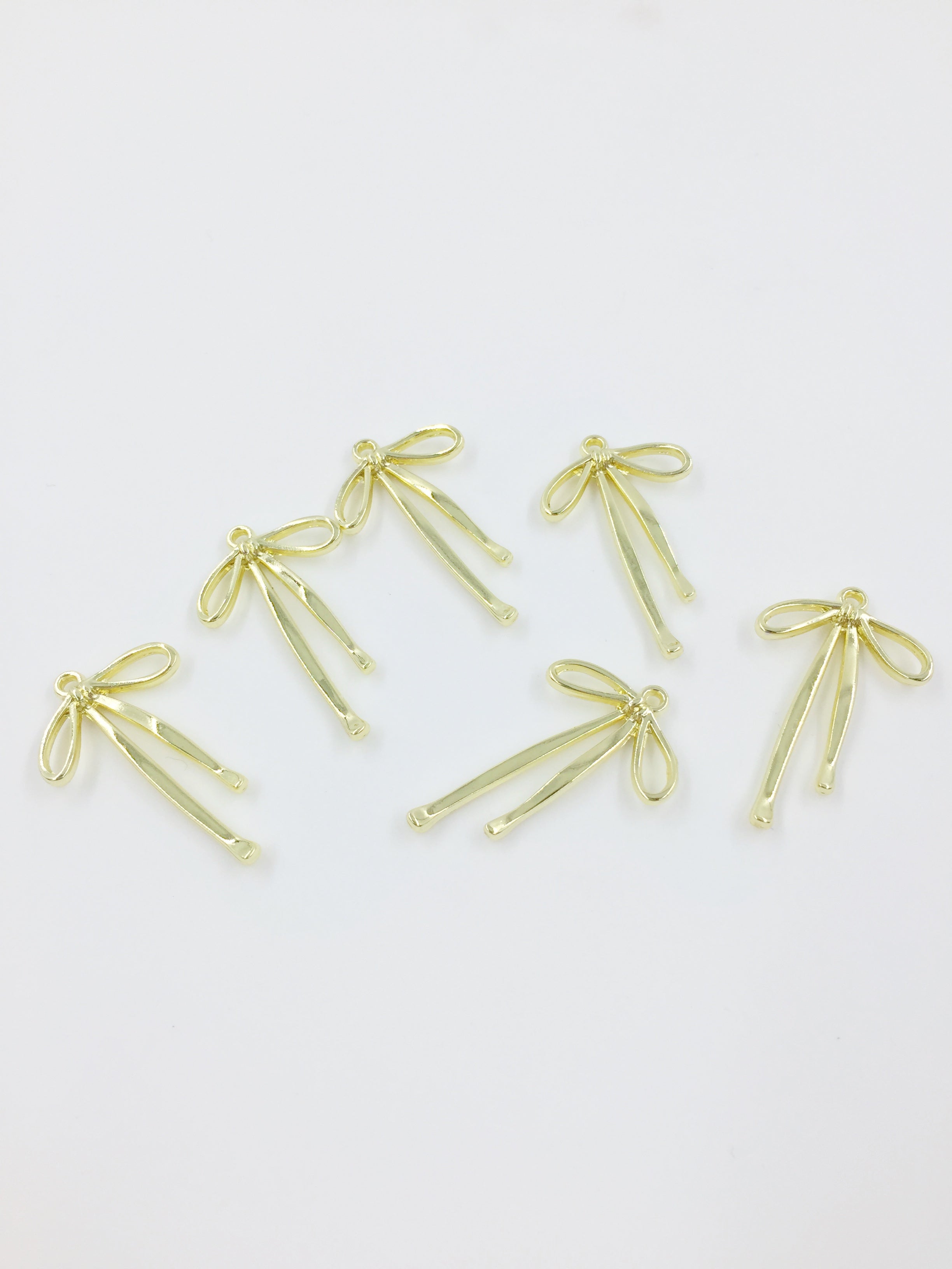 4 x Light Gold Bowknot Pendants, 33x20mm (1754)