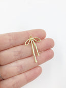 4 x Light Gold Bowknot Pendants, 33x20mm (1754)