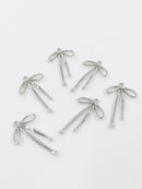 4 x Silver Bowknot Pendants, 33x20mm