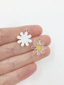 2 x Acrylic Daisy Charms, White or Clear, 20x17mm