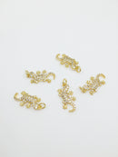 1 x Tiny 18K Gold Plated Cubic Zirconia Gecko Pendant, 17x9mm (0175)