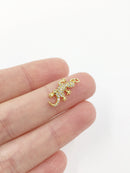 1 x Tiny 18K Gold Plated Cubic Zirconia Gecko Pendant, 17x9mm (0175)