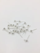 5 pairs x 925 Sterling Silver Plated Stainless Steel 4mm Ball Stud Earring Blanks (0091)