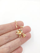 1 x 18K Gold Plated Trailing Flower Pendant, 37x18mm (0485)