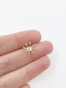 20 x Raw Brass Flower Stamen Bead Caps, 10-11mm (1769)