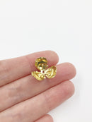 20 x Raw Brass Flower Stamen Bead Caps, 10-11mm (1769)