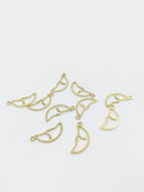 8 x Raw Brass Moon Outline Charms, 18x8mm (C0068)