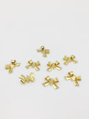 20 x Raw Brass Bowknot Jewellery Connectors, 16x11mm (C0685)