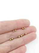 100 x Seamless Polished Raw Brass Ball Spacer Beads, 3mm (C0712)