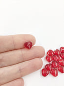 20 x Red Glass Heart Beads, 6mm