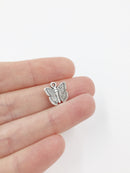 10 x Antique Silver Butterfly Charms, 12x12.5mm