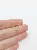 6 x Gold Plated Stainless Steel Heart Jewellery Connectors, 11x12mm (1350)