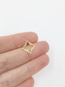 10 x Gold Plated Stainless Steel Textured Cut-out Rhombus Jewellery Connectors, 10x13.5mm (1351)