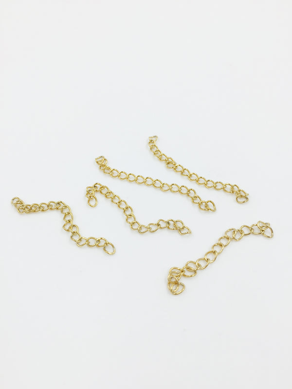 10 x 18K Gold Plated Stainless Steel Chain Extenders, 47x3mm (1359)
