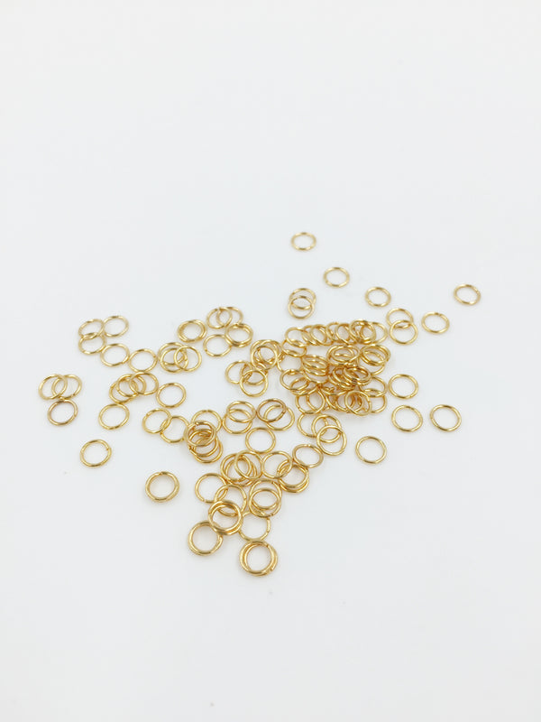 100 x 4x0.5mm 18K Gold Plated Stainless Steel Jump Rings (1360)