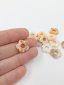 10 x Light Tortoiseshell Effect Resin Flower Beads, 15mm (2924)