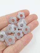 10 x Foggy Grey Marble Effect Resin Flower Beads, 15mm (2929)