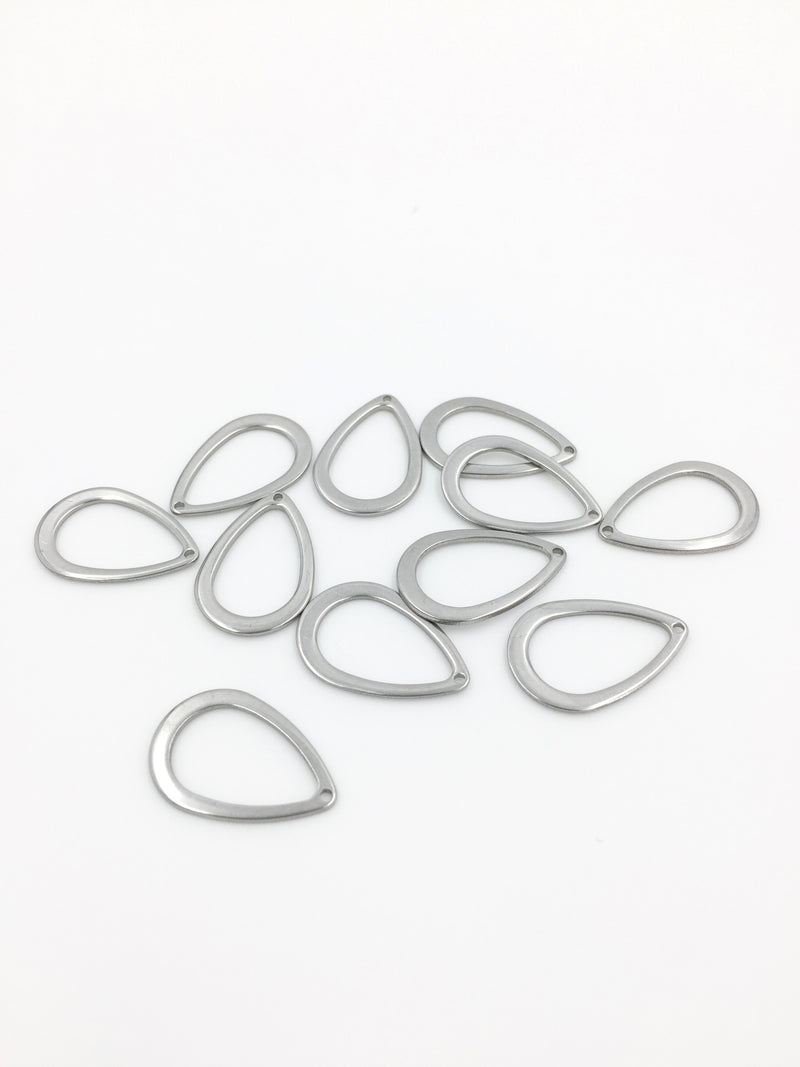10 x Stainless Steel Teardrop Pendants, 17x11.5mm (0051)