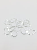 10 x 915 Sterling Silver Plated Stainless Steel Teardrop Charms, 17x11.5mm (0041)