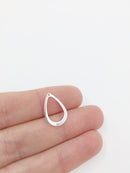 10 x 915 Sterling Silver Plated Stainless Steel Teardrop Charms, 17x11.5mm (0041)